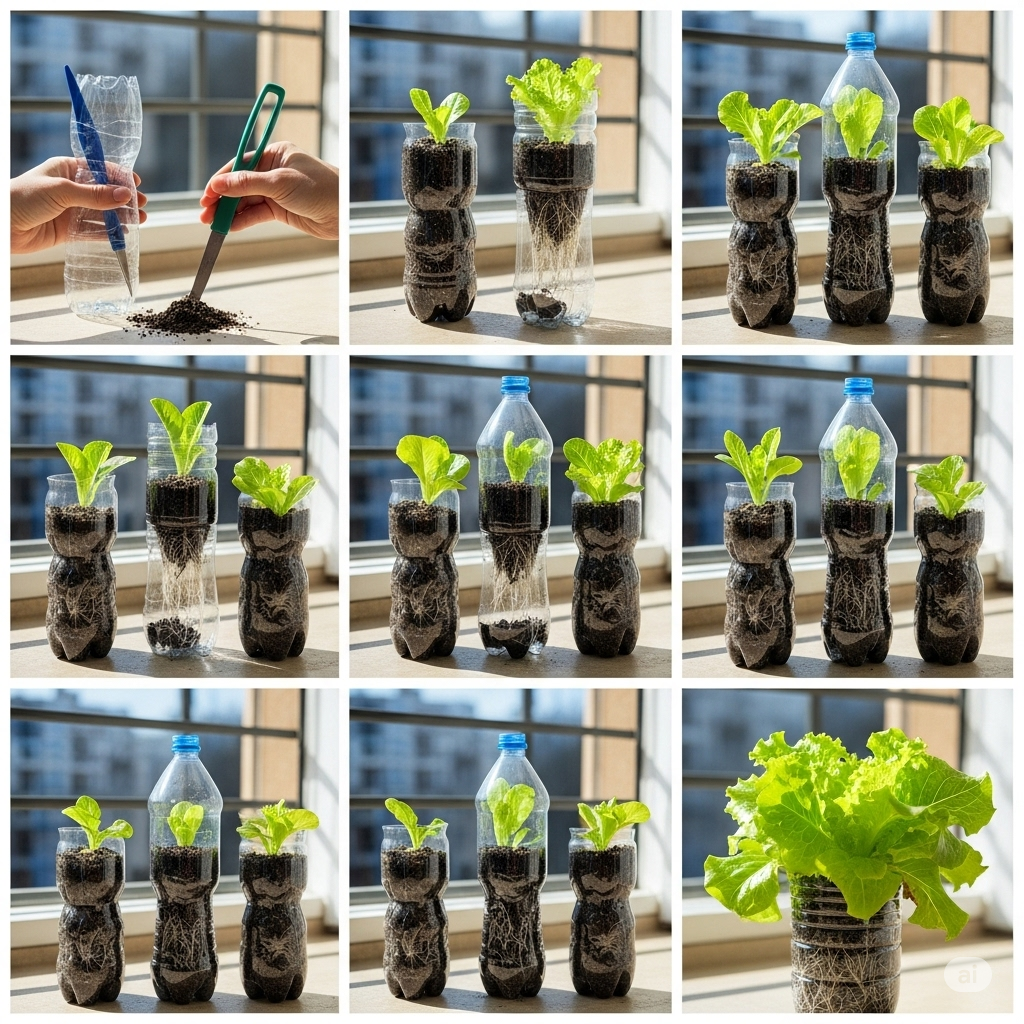 Plastic Bottle Planters: A Clever Way to Multiply Lettuce - Home Garden ...