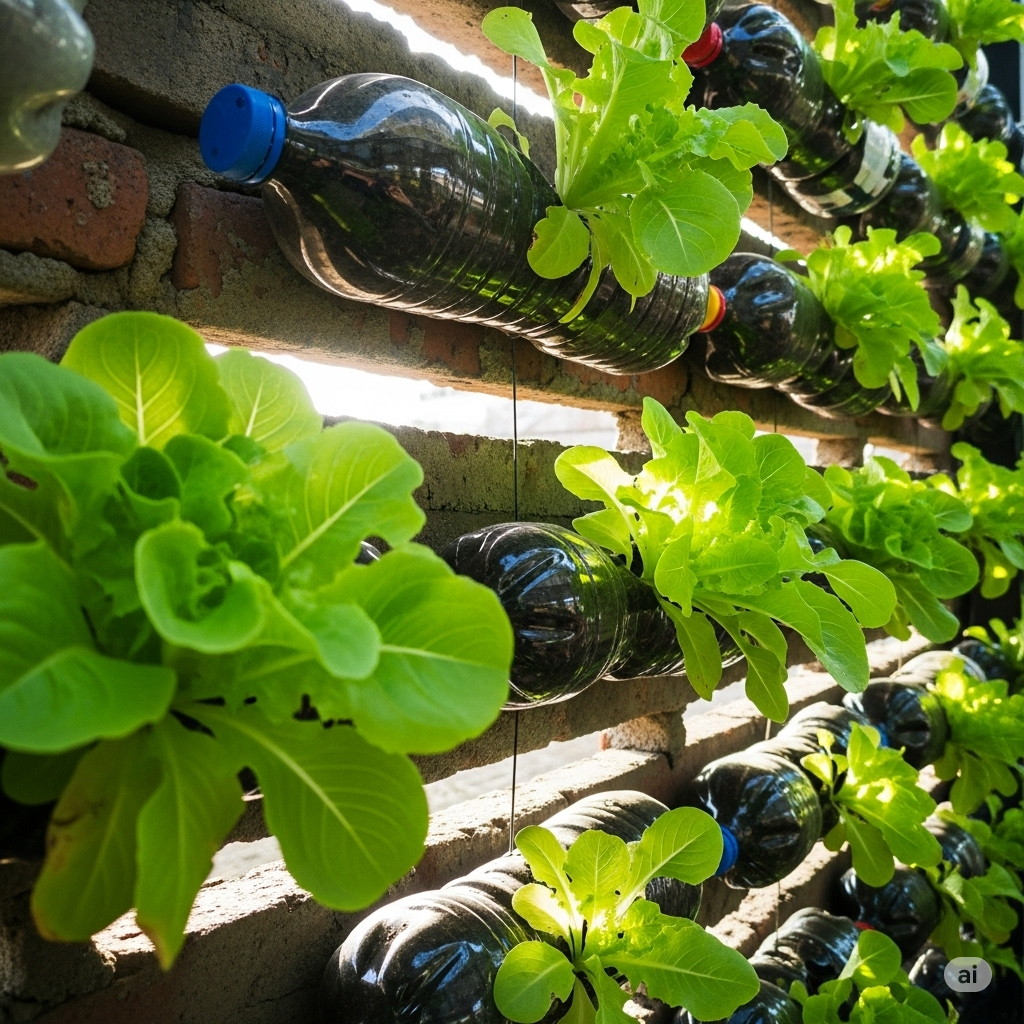 How to Grow Lettuce Vertically with Recycled Bottles - Home Garden Tips