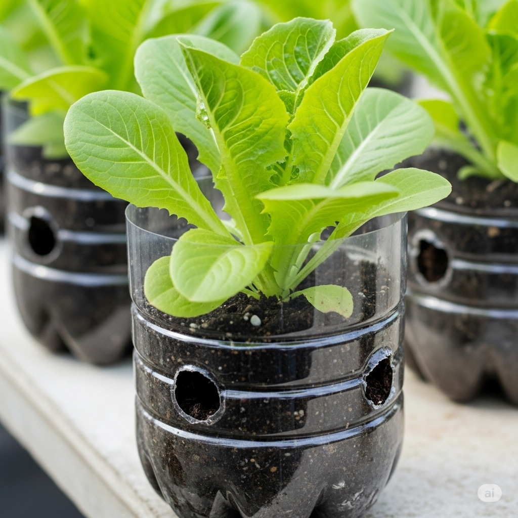 Grow Lettuce Vertically Using Recycled Plastic Bottles - Home Garden Tips