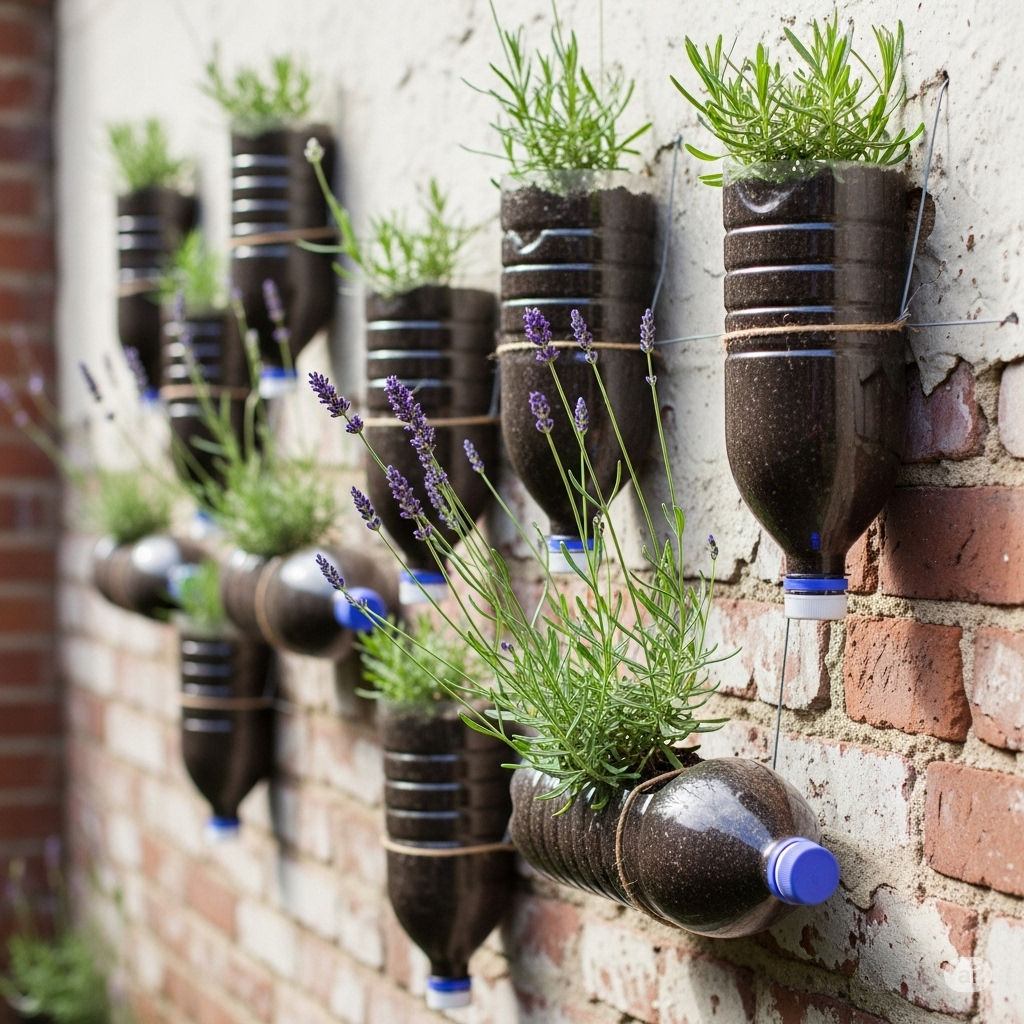 Wall-Mounted Bottle Planters for Beautiful Lavender - Home Garden Tips - English Lavender Wall Planter