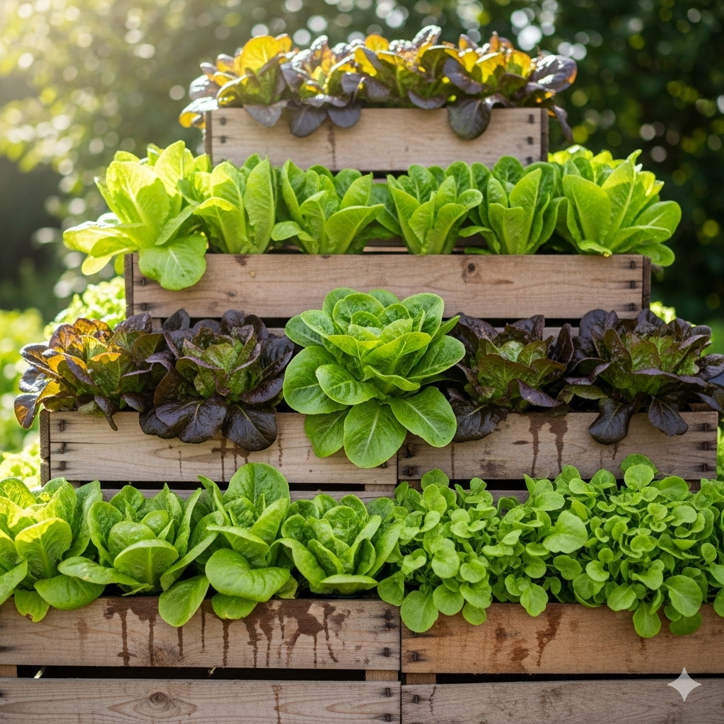 Easy Lettuce Gardening in Wooden Box Setups - Home Garden Tips