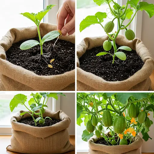 Using Sacks Using sacks to grow Squash at home for high yield without a garden ...