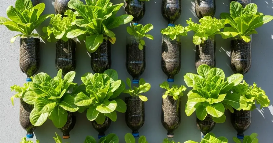 Vertical Greens: Growing Lettuce on a Wall Using Bottles - Home Garden Tips