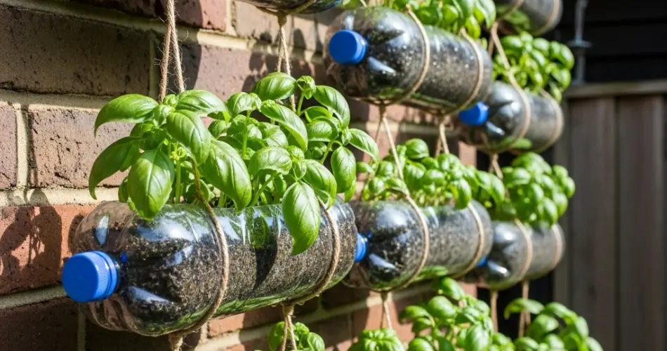 Grow Basil Vertically: Easy Bottle Wall Garden Setup - Home Garden Tips