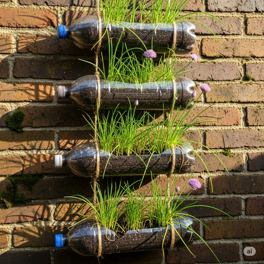 How to Start a Vertical Chive Garden with Bottles - Home Garden Tips