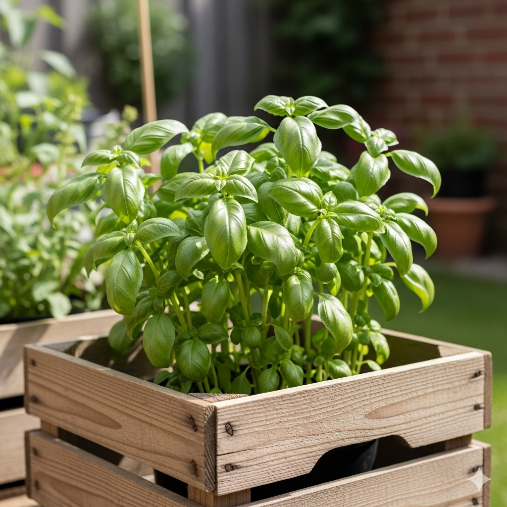 Sustainable Basil Garden Using Wooden Crates - Home Garden Tips