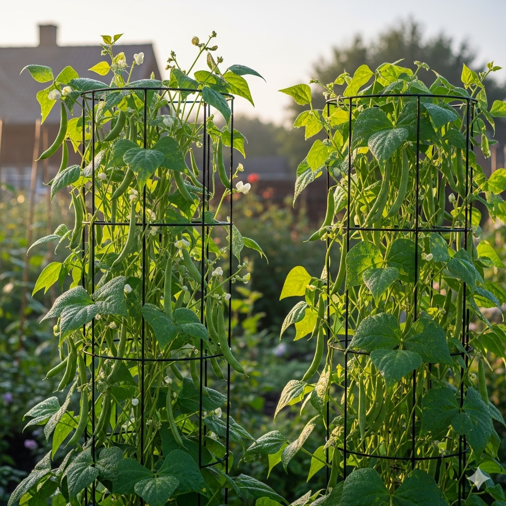 Strong Metal Frames for Climbing Bean Varieties - Home Garden Tips