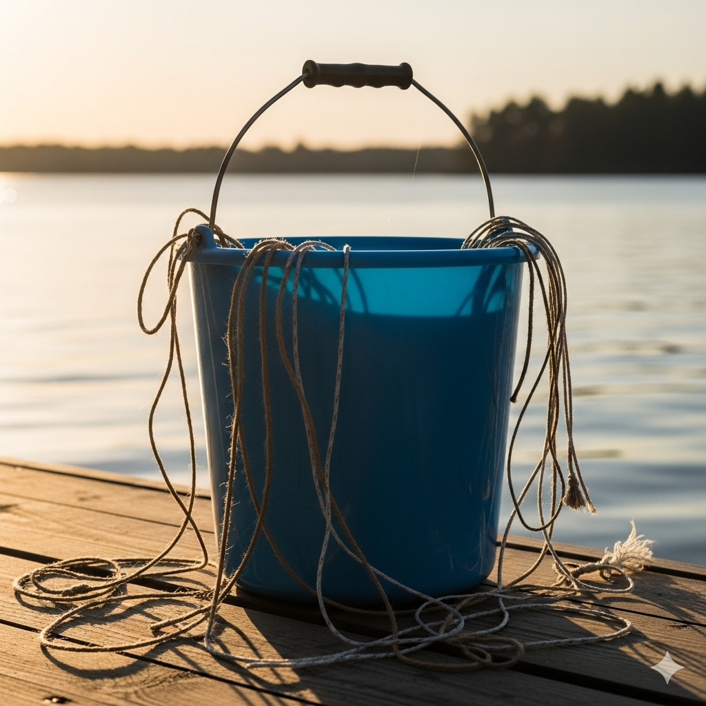 He finds an old plastic bucket in the garbage, transforms it into ...